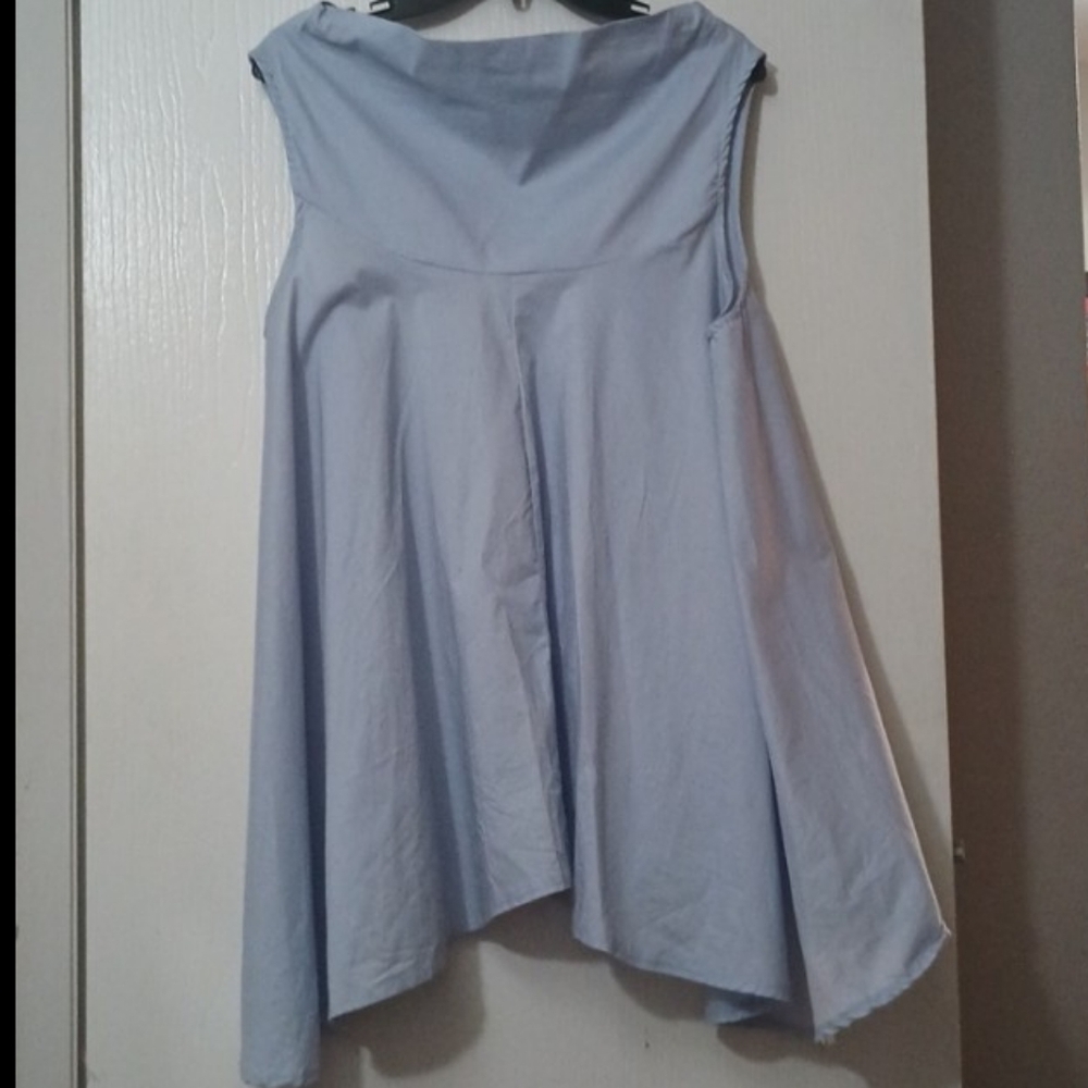 Woman’s Blue Cotton Asymmetrical Top - Picture 4 of 9